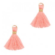 Ibiza style Tassel 1.5cm Gold-burnt coral pink